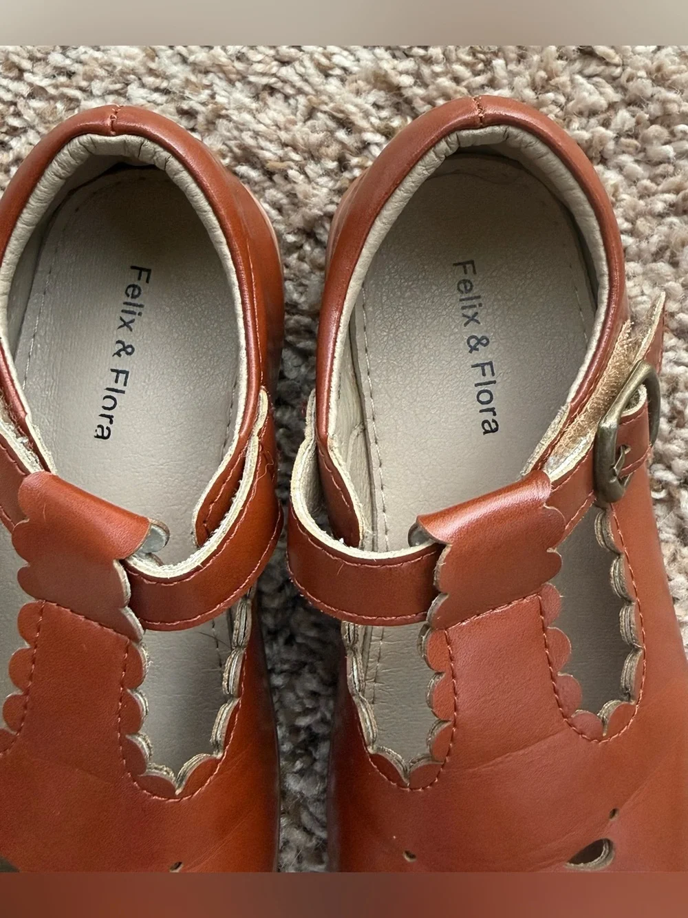 Felix & Flora B366 Girls Size 10M Retro Brown T-Strap Mary Jane Shoes